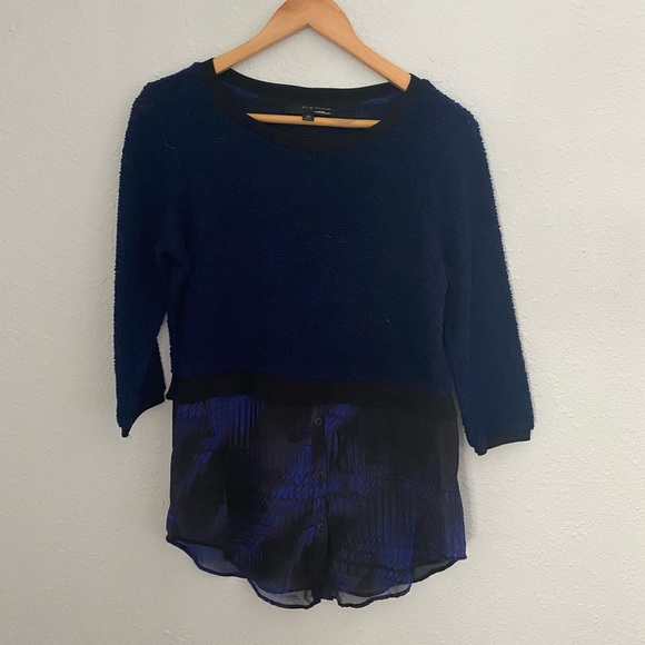 Elie Tahari x DesignNation Boucle/Chiffon Sweater - Picture 2 of 7